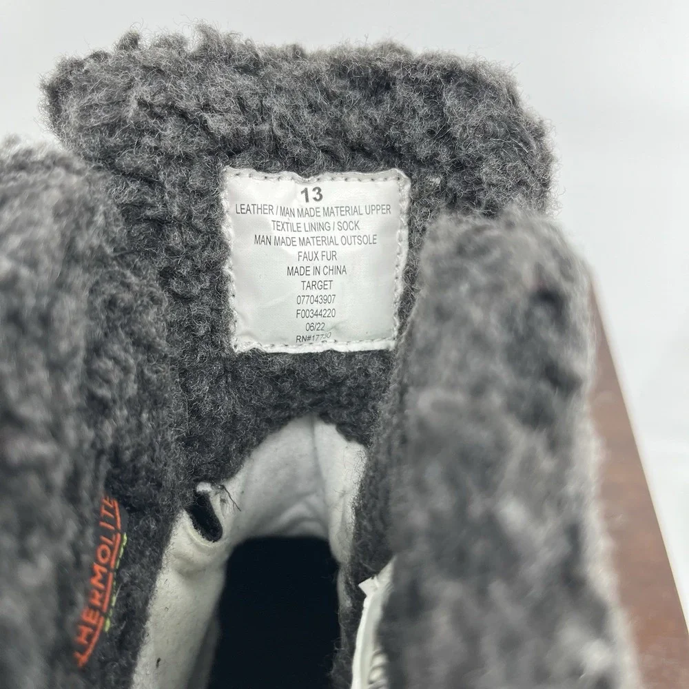 NWT Cat & Jack Kids Boys Size 13 Winter Snow Boots Lace Up Black Waterproof